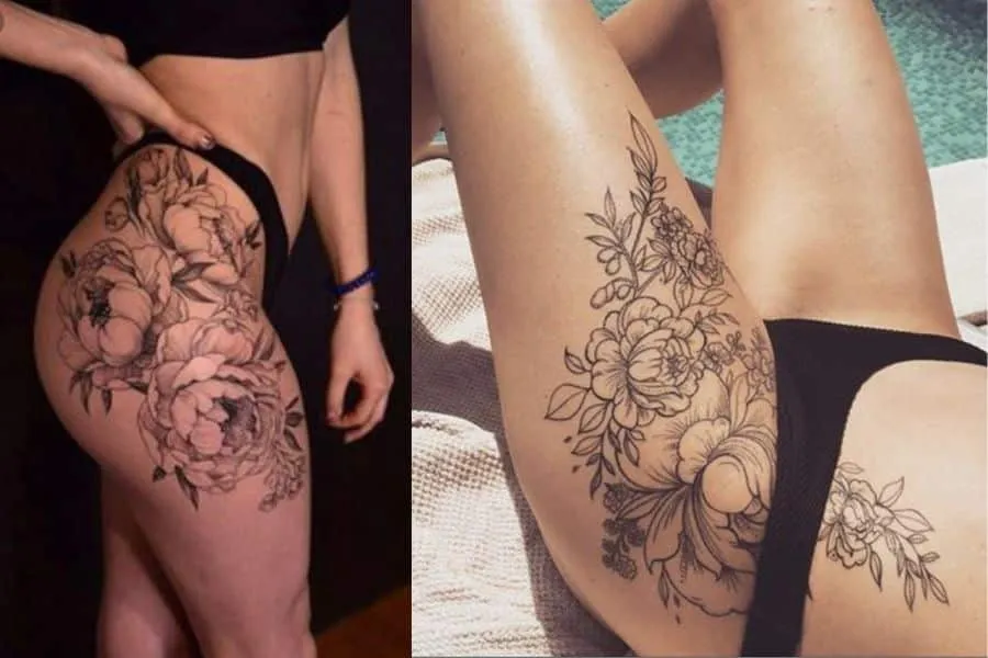 Flower hip tattoo