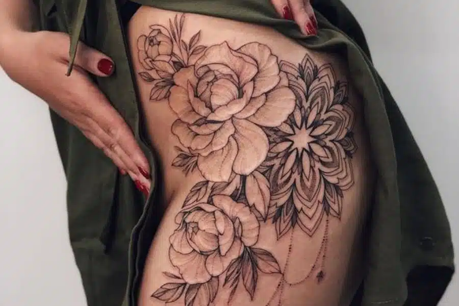 Front hip tattoo