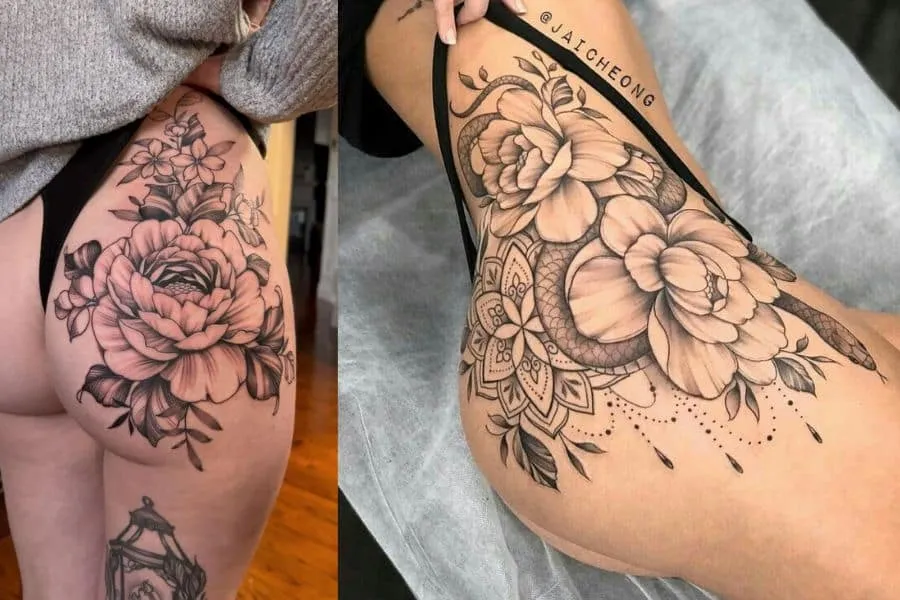 Flower hip tattoo