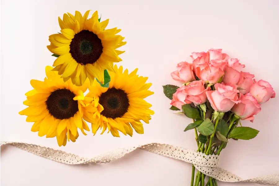 Romantic Roses And Sunflowers
