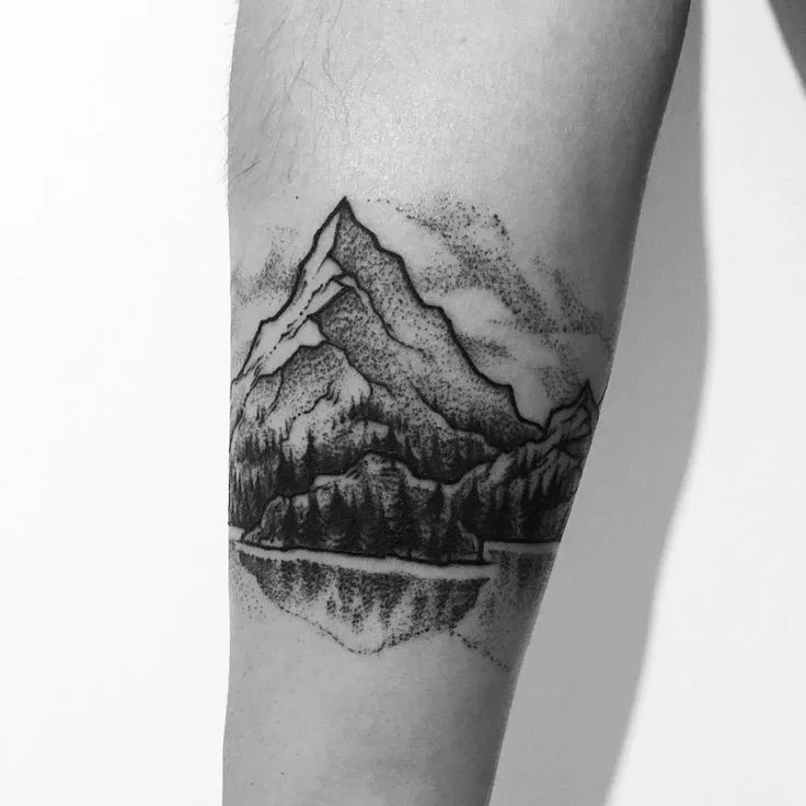 Hilly Range with Reflection Tattoo Design 