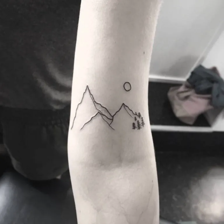 Simple and Geometric Hill Tattoo Design 