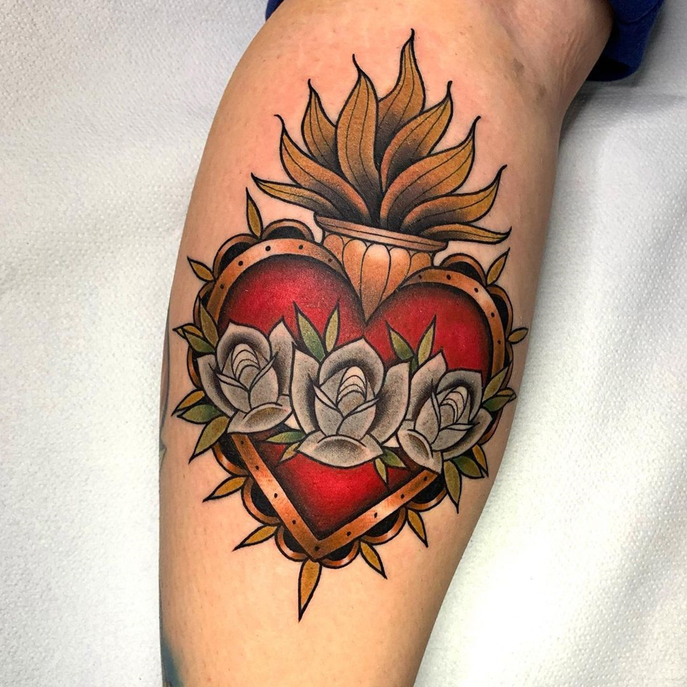 A tattoo of the Sacred Heart of the Virgin Mary 