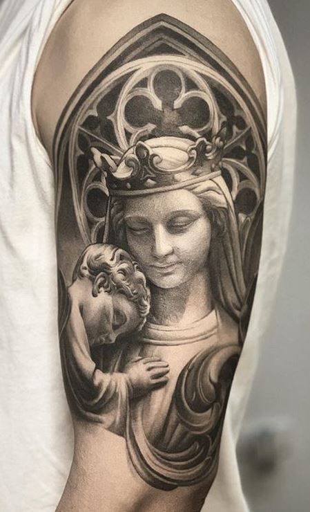 Tattoo of the Virgin Mary and Jesus