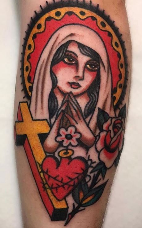 Virgin Mary Traditional Tattoo
