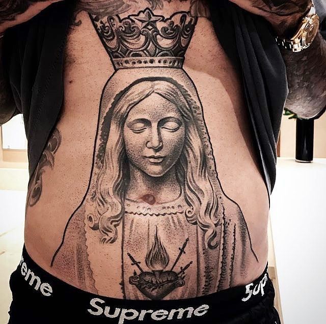 Tattoos of the Virgin Mary with Crowns