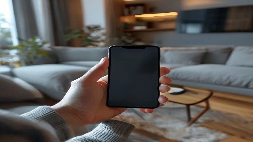 Person using a smartphone to control home heating from the living room